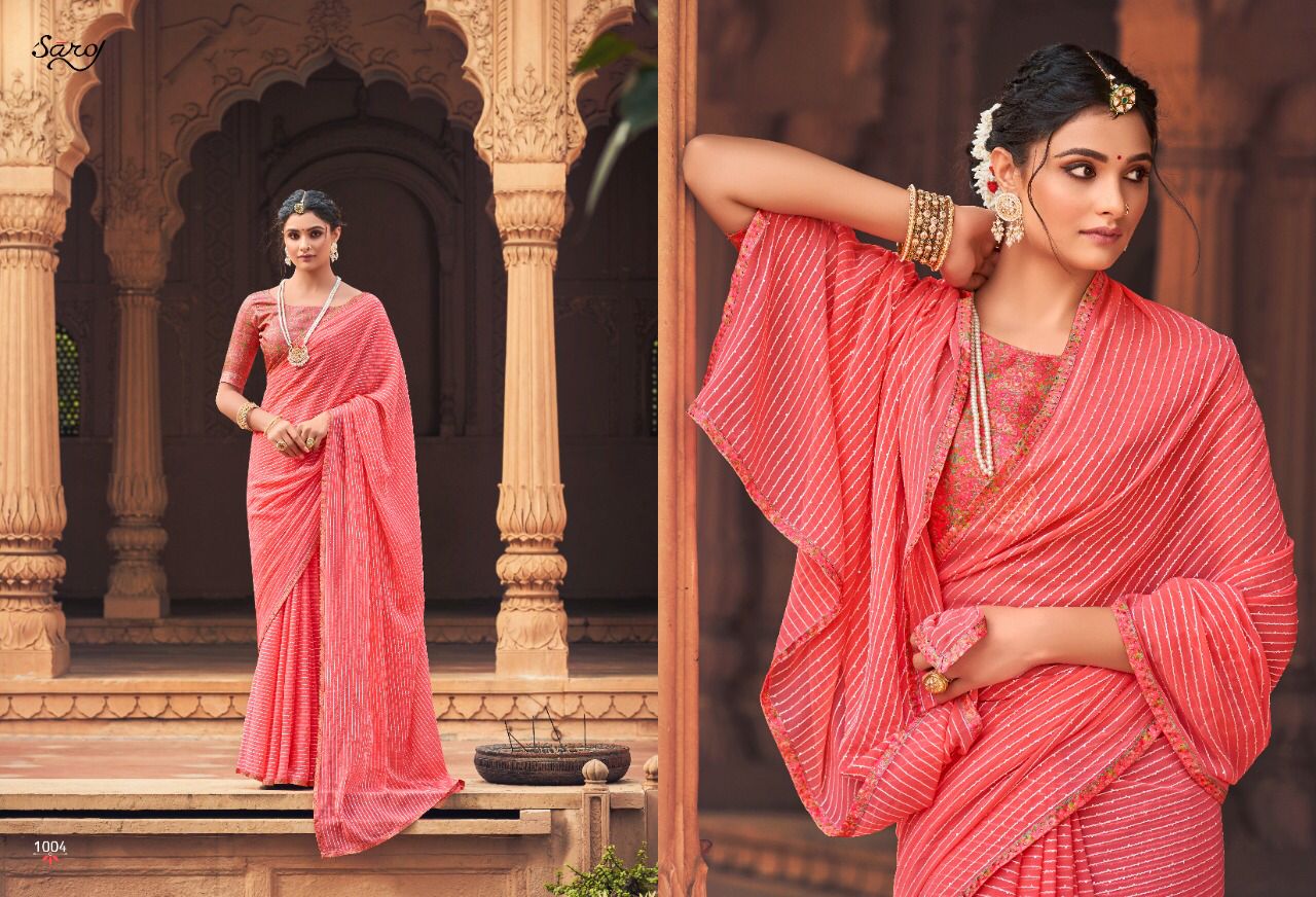 Saroj Falak Latest Festive Party Wear Georgette Heavy Saree Collection